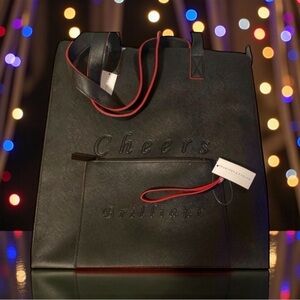 Crabtree & Evelyn Set of 🖤Black🖤”CHEERS” 👜Tote & “BRILLIANT” Wristlet/NWT